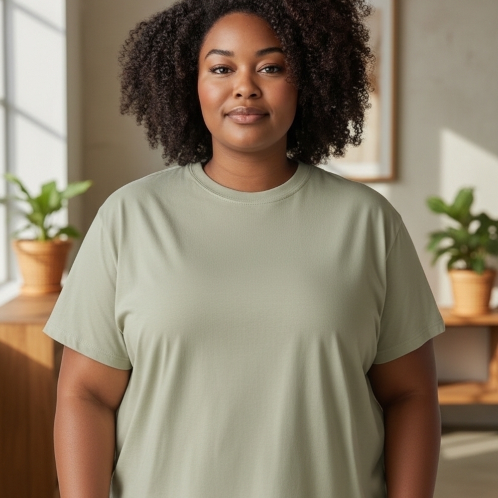 Elgogy Women's Sage Green Cropped T-Shirt Comfy NWT Large